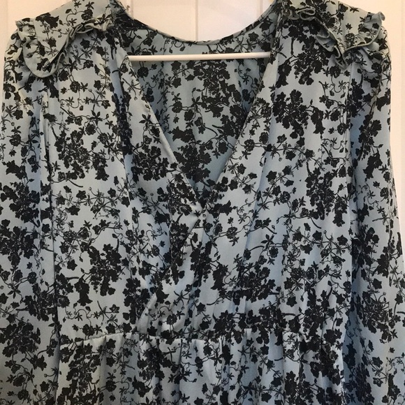 Zara Silky Blue Floral Midi Dress, M - Picture 9 of 9